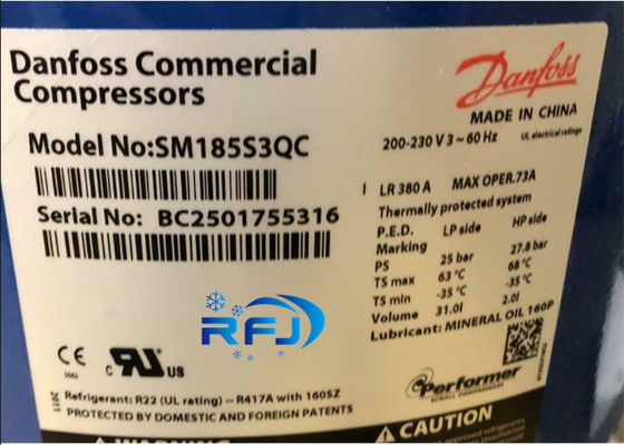 کمپرسور تبرید پیمایش پیمایش 60Hz عملکرد Danfoss SM185S3QC